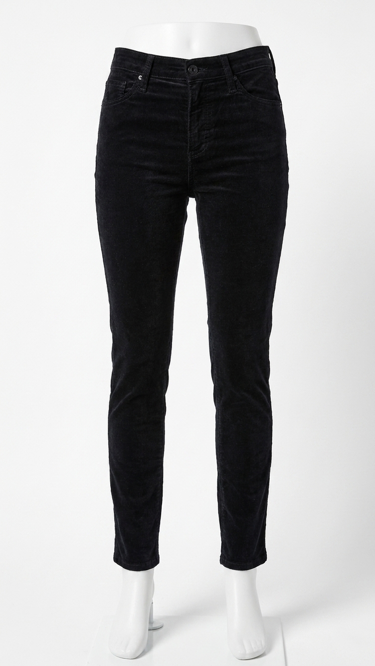 NEW AG JEANS mari hi rise straight velvet jeans in super black